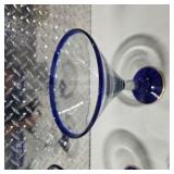 Art Glass & Crystal Decor Lot 2 Cobalt Blue Rim Martini Glasses, glass Owl and More