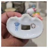 Vintage Porcelain Pottery Decor Lot w Japan Bell, Vase, Mugs, Elf, Christmas