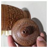 Decor Lot - Howard Miller Weather Station, Nautical Wood Clock, Globe Bookends, Carved Wood Jar