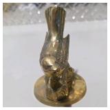 Brass Tone Country Decor Lot Bird Figurine, Farmer Statue, Flying Ducks Geese - 3 Pc