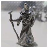 Fantasy Mini Figure Lot Winged Dragon Wizard Mage Sorcerer 6 Pc Silver Tone