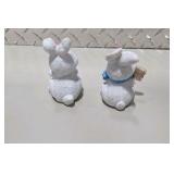 Easter Bunny Decor Lot - Plush Bunny Bag and 2 Figurines