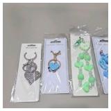 Mixed Costume Jewelry and Keychain Lot - Hearts, Peace Sign, Earrings and Unicorn Ring