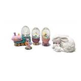 Vintage Easter Bunny Spring Decor Lot Train Egg Domes Figurine White Rabbit Statue
