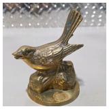 Brass Tone Country Decor Lot Bird Figurine, Farmer Statue, Flying Ducks Geese - 3 Pc
