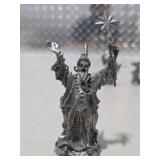 Fantasy Mini Figure Lot Winged Dragon Wizard Mage Sorcerer 6 Pc Silver Tone