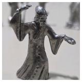 6 Pc Silver Tone Fantasy Miniature Lot Dragon Wizards Mage Sorcerer Tower