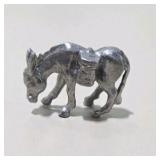 6 Pc Silver Tone Mini Animal Figurine Lot Dragon, Bear, Dog, Donkey, Buffalo, Koala