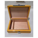 Yellow Cigar Humidor Box with Hygrometer