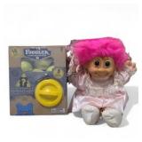 Fuggler Mini Stationery Vending Machine and Vintage Troll Doll