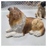 3 Dog Figurines Sandicast Boston Terrier Living Stone Great Dane Pup Collie Sheltie