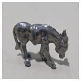6 Pc Silver Tone Mini Animal Figurine Lot Dragon, Bear, Dog, Donkey, Buffalo, Koala