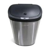 Mainstays stainless steel motion-sensor trash can with black automatic-style lid