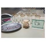 Lenox Holiday Glassware Decor Lot 8 Gold Rim Glasses, Mom Amazing, Belinda Sign, Fairy Godmother