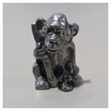 Silver Tone Mini Figurines 5 Pc Owl Bear Monkeys cow  Animal Lot