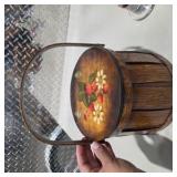 Vintage Home Decor Lot Galileo Thermometer, Wood Basket, Fenton Pink Glass Boot, & Girl Goose Lamp