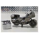 Honda Gold Wing Touring Motorcycle Table Lighter Silver Tone Collectible