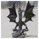 Fantasy Mini Figure Lot Winged Dragon Wizard Mage Sorcerer 6 Pc Silver Tone
