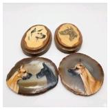 Lot of 4 Pieces Great Dane Dog Art Lot Hand Painted Agate Slabs and Hand Painted Wood Plaques AMCDC Award