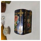 Vintage Dresser Vanity Accessories Lot Crystal Bottle, Beaded Bag, Carved Wood Boxes & More Decor