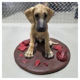 Great Dane Decor Lot Large Seated Dog Figurine, Small Dog Figure, Signed Duck Carving