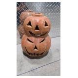 Lot of 2  Cement Cast Outdoor Fall Decor - Halloween Jack O Lanterns