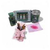 Mixed Gift Lot - Vanilla Bean Noel Bath and Body Works set, Regency Romance Nail Polish, Hair Clips, and Lip Mask