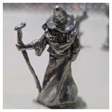 6 Pc Silver Tone Fantasy Miniature Lot Dragon Wizards Mage Sorcerer Tower