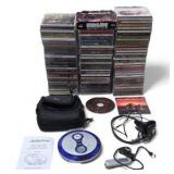 Large CD Lot with Portable CD Player, Headphones, Case, Bob Marley CD  & Many More