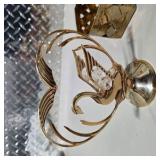 Vintage Gold Tone Swan Decor Lot Crystal Accent Candle Holders Basket Centerpiece