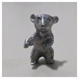 6 Pc Silver Tone Mini Animal Figurine Lot Squirrel, Turtle, Dog, Elephant, Bear, Mouse