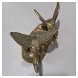 Brass Tone Country Decor Lot Bird Figurine, Farmer Statue, Flying Ducks Geese - 3 Pc