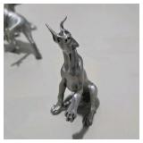8 Piece Metal Pewter Dog Figurine Lot - Multiple Great Dane Sculptures Variety of Sizes