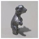 6 Pc Silver Tone Mini Animal Figurine Lot Squirrel, Turtle, Dog, Elephant, Bear, Mouse