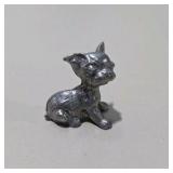 6 Pc Silver Tone Mini Animal Figurine Lot Dragon, Bear, Dog, Donkey, Buffalo, Koala