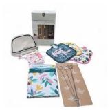 Mixed Home Decor Lot - Taper Candles, Tablecloth, Potholders and More