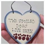 Great Dane Dog Decor Lot - Signed Large Hand Painted Dog Figurine, Puppy Figure, Spoiled Dogs Sign