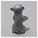 6 Pc Silver Tone Mini Animal Figurine Lot Squirrel, Turtle, Dog, Elephant, Bear, Mouse