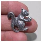 6 Pc Silver Tone Mini Animal Figurine Lot Squirrel, Turtle, Dog, Elephant, Bear, Mouse