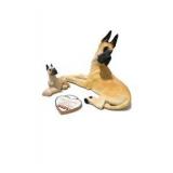 Great Dane Dog Decor Lot - Signed Large Hand Painted Dog Figurine, Puppy Figure, Spoiled Dogs Sign