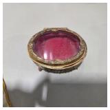 Vintage Dresser Vanity Accessories Lot Crystal Bottle, Beaded Bag, Carved Wood Boxes & More Decor