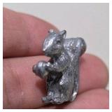 6 Pc Silver Tone Mini Animal Figurine Lot Squirrel, Turtle, Dog, Elephant, Bear, Mouse