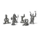 6 Pc Silver Tone Fantasy Miniature Lot Dragon Wizards Mage Sorcerer Tower