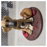 Great Dane Decor Lot Large Seated Dog Figurine, Small Dog Figure, Signed Duck Carving