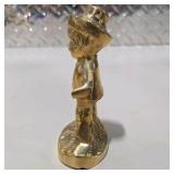 Brass Tone Country Decor Lot Bird Figurine, Farmer Statue, Flying Ducks Geese - 3 Pc