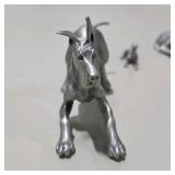 8 Piece Metal Pewter Dog Figurine Lot - Multiple Great Dane Sculptures Variety of Sizes