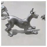 8 Piece Metal Pewter Dog Figurine Lot - Multiple Great Dane Sculptures Variety of Sizes