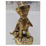 Brass Tone Country Decor Lot Bird Figurine, Farmer Statue, Flying Ducks Geese - 3 Pc