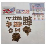 Susan B. Anthony Dollar Collection + 1996 Summer Games Mint Strip + 1998 Uncirculated Set + Aprox: 1 LB+ Unsearched Pennies Lot