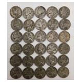 30 WWII Silver War Nickels - 35% Silver Jefferson Nickels - Mixed P D S Mint Marks - 1.6878 Troy Oz ASW
